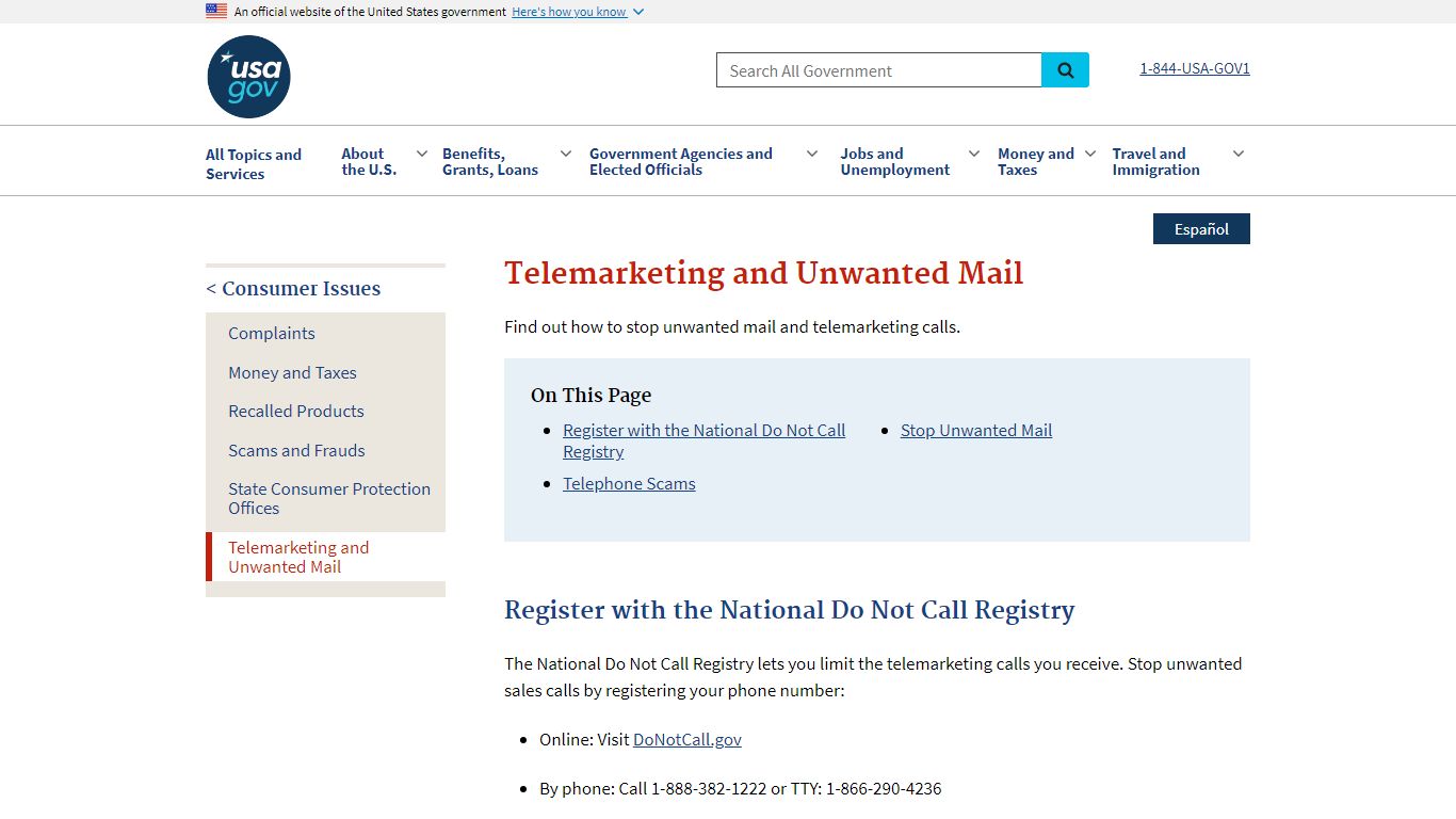 Telemarketing and Unwanted Mail | USAGov